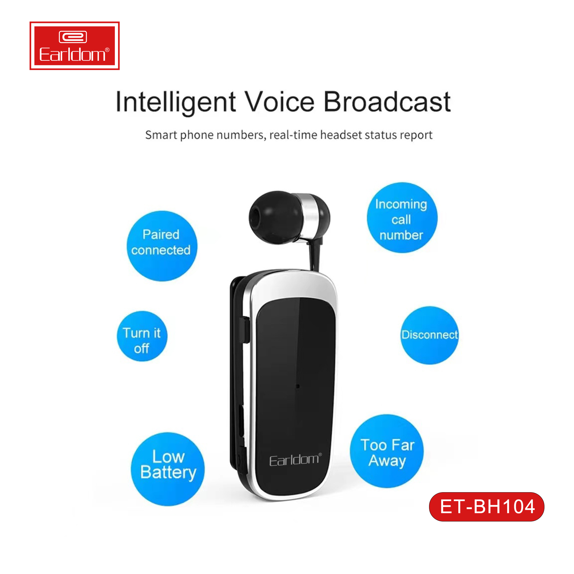 Earldom Portable Collar Clip BT Headset clipon Wired Headset Earphone