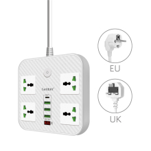 Earldom new Power socket (UK /EU)With 1PD+3USB and 4 power socketUSB Output DC 5V 3.1A PC flame retardant material