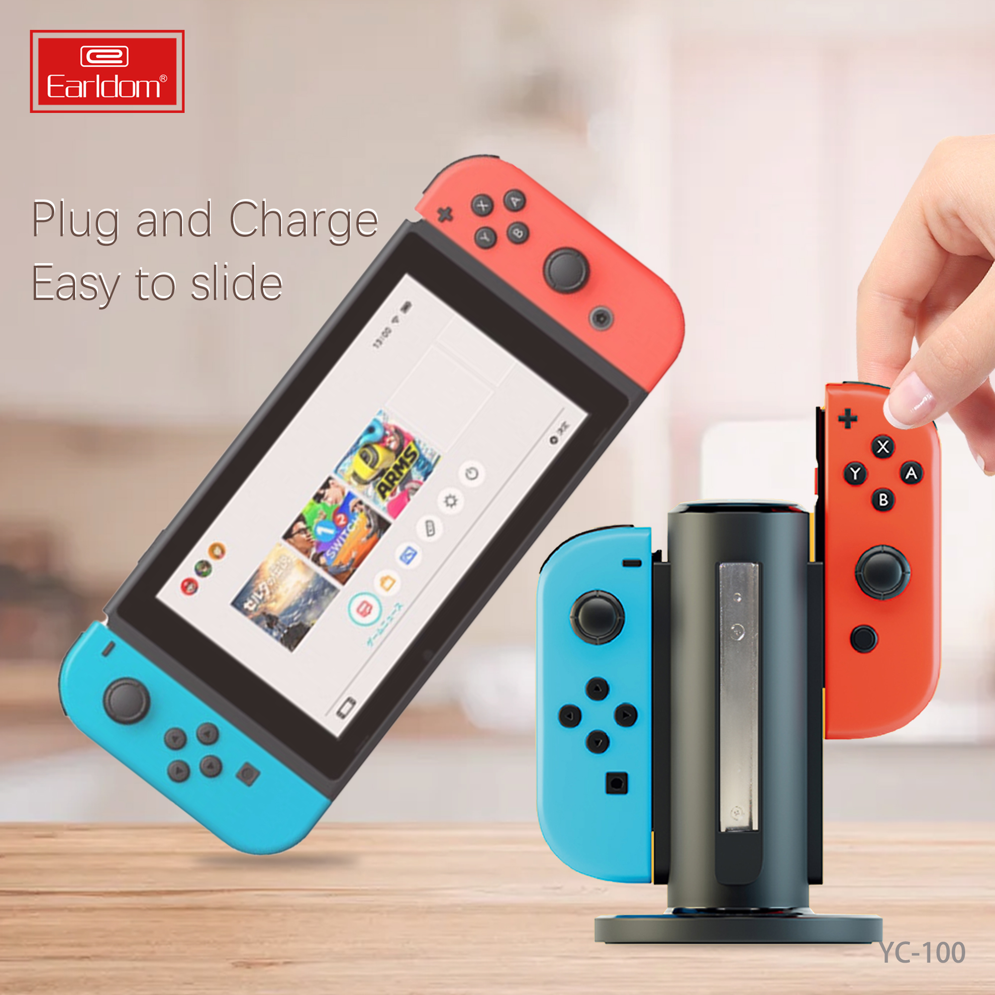 Earldom 4 in 1 Charger Station For Nintendo Switch Joy-Cons Controller ...