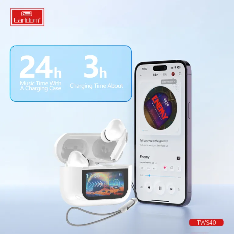 Écouteurs Bluetooth Sans Fil Avec Écran Tactile Couleur 2.01" – ANC Suppression Bruit, Son Stéréo Surround, Contrôle Égaliseur – Pour Smartphone PC