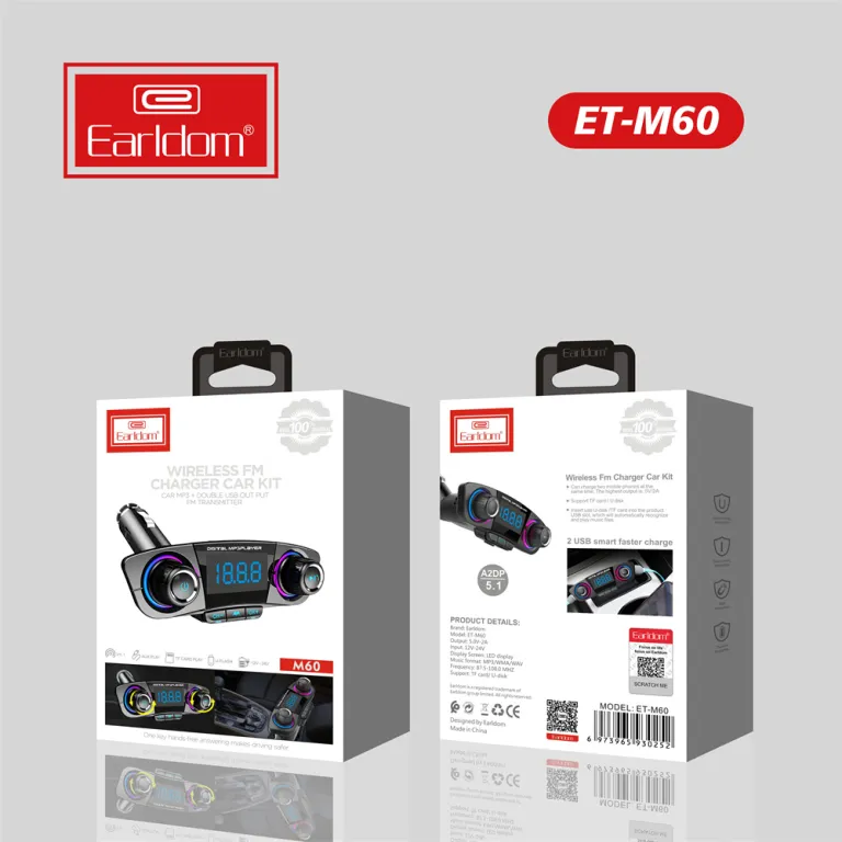 Transmetteur FM Bluetooth 5.0 + Chargeur Rapide USB Voiture - Lecteur MP3 Avec Écran Numérique
