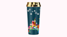 16oz Double Wall Plastic Coffee Mug with Gold Lid