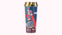 16oz Double Wall Plastic Coffee Mug with Gold Lid