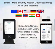 Touchless EU Green Pass Qr Code Scanner Reader Face Recognition Camera Temperature Measurement Terminal with Access Cont