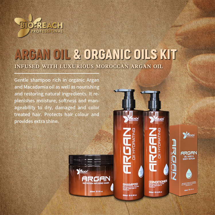 Private label organic Keratin argan oil shampoo and conditioner Sulfate Free hair care set for hair