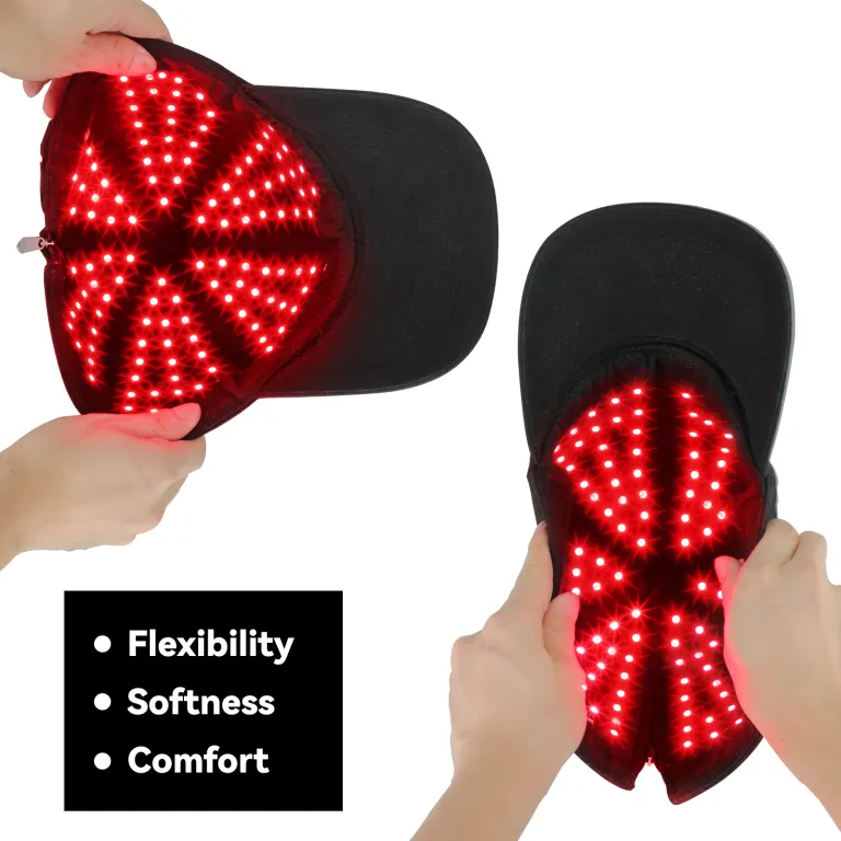 Casquette De Luminothérapie LED Rouge Et Bleu - Soin Capillaire Et Bien-être - Garantie 3 Mois