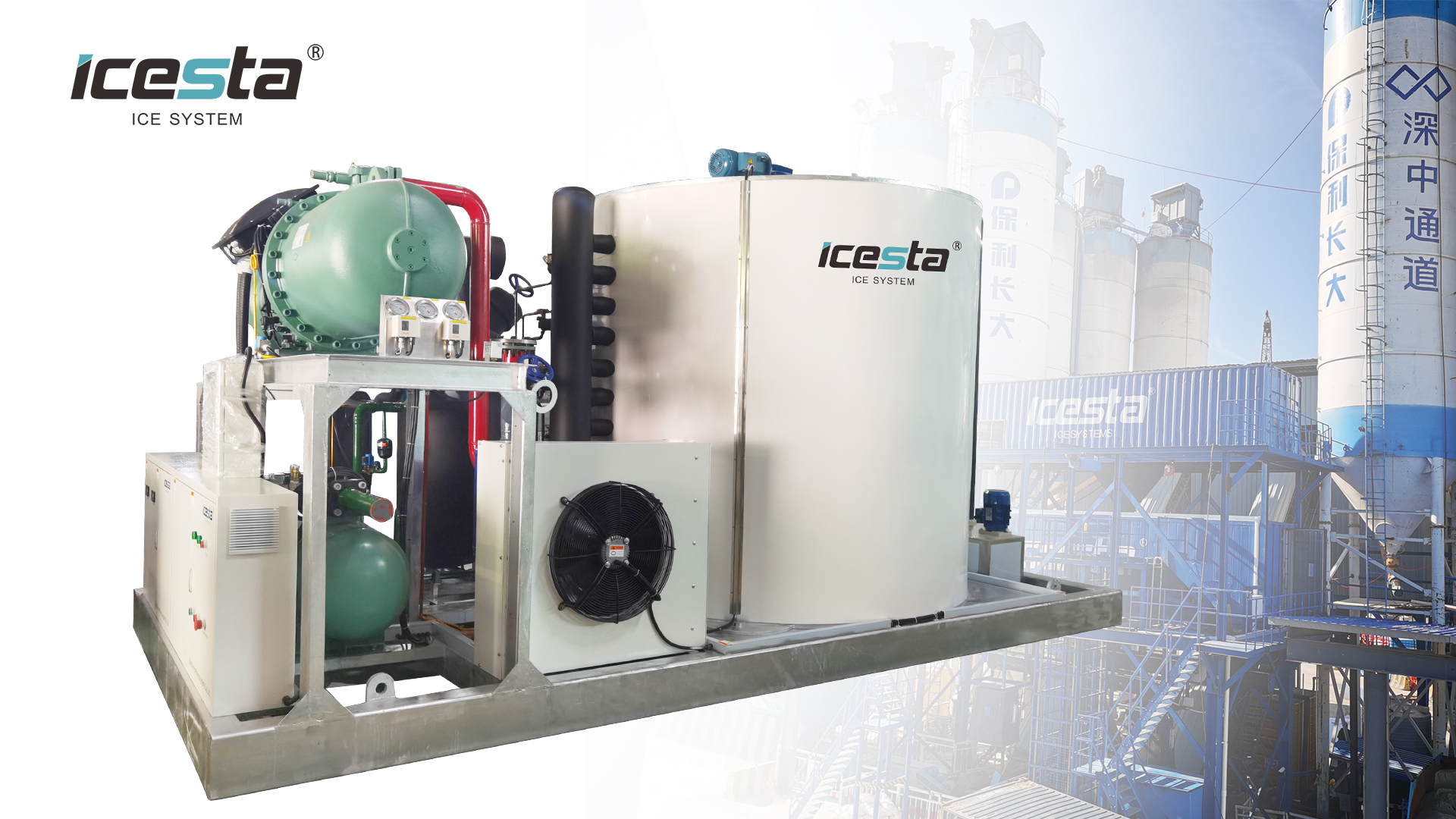 Flake Ice Making Machine Industrial 40tons daily output from Icesta