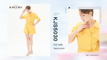 Jumpsuit Decorative Belt Women Denim Jeans Garment Dye Short-Sleeved Short Suit Yellow The Cowboy Suit