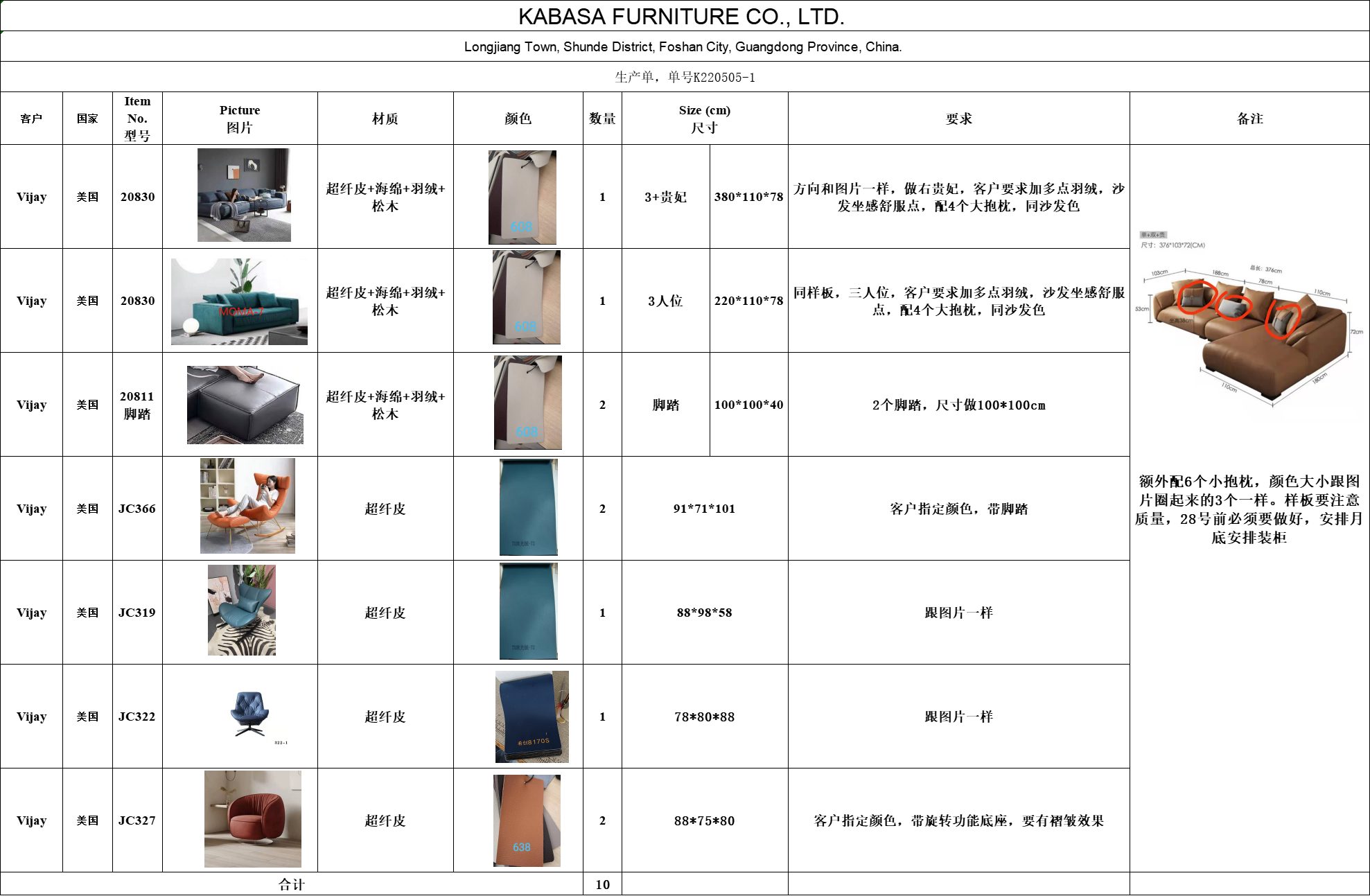 American customers placing order for the sofa couch