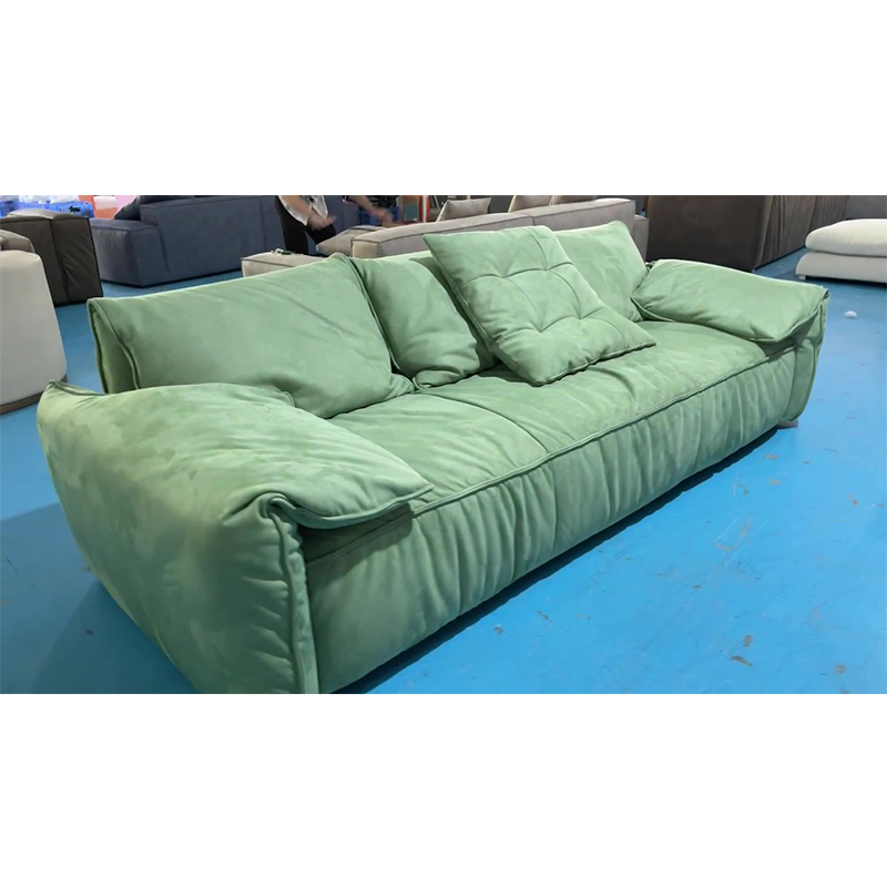 エメラルドグリーンのソファベルベット生地の布3人掛けソファの販売