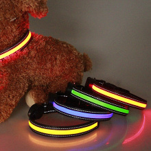 Omissa LED nlyon dog collar LED rechargeable battery and adjustable