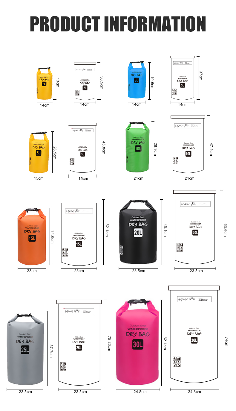 waterproof dry backpack sizes
