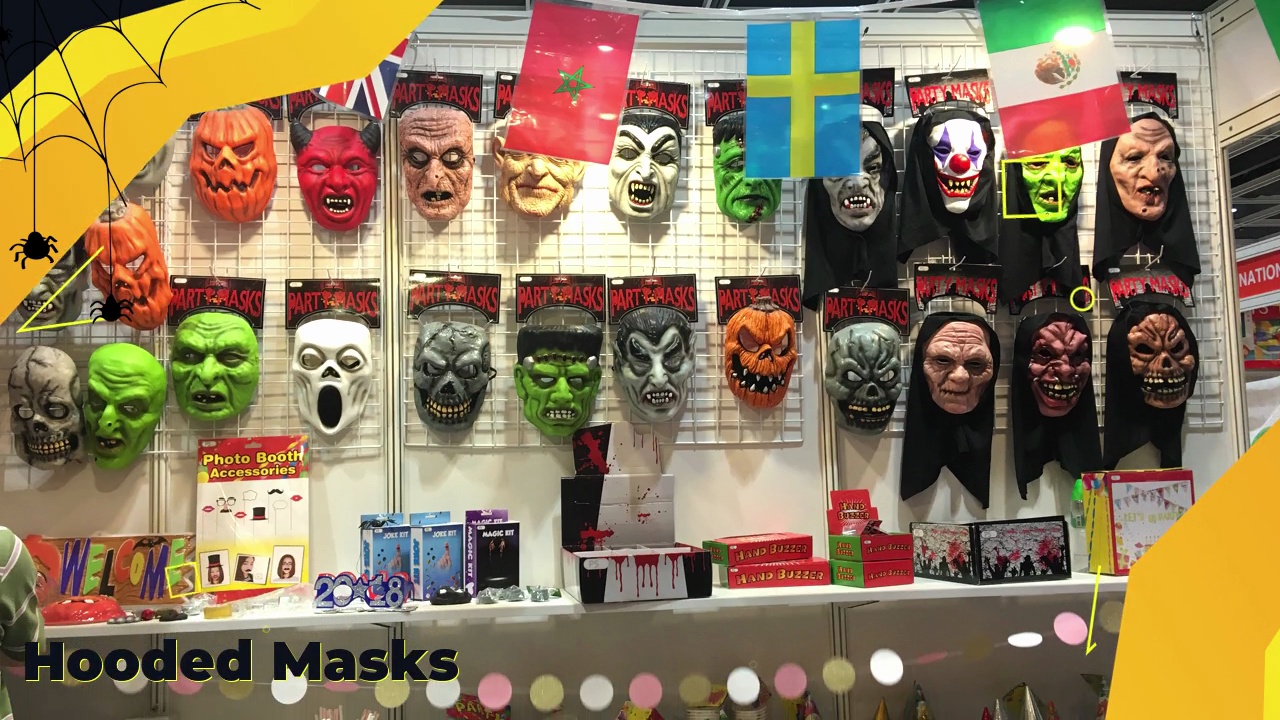 We have many different design hooded .masks such as Skull, Laughing Doll, Clown, .Monster, Vampire, Horny Red, Fiecy .Pumpkin, Werewolf……
