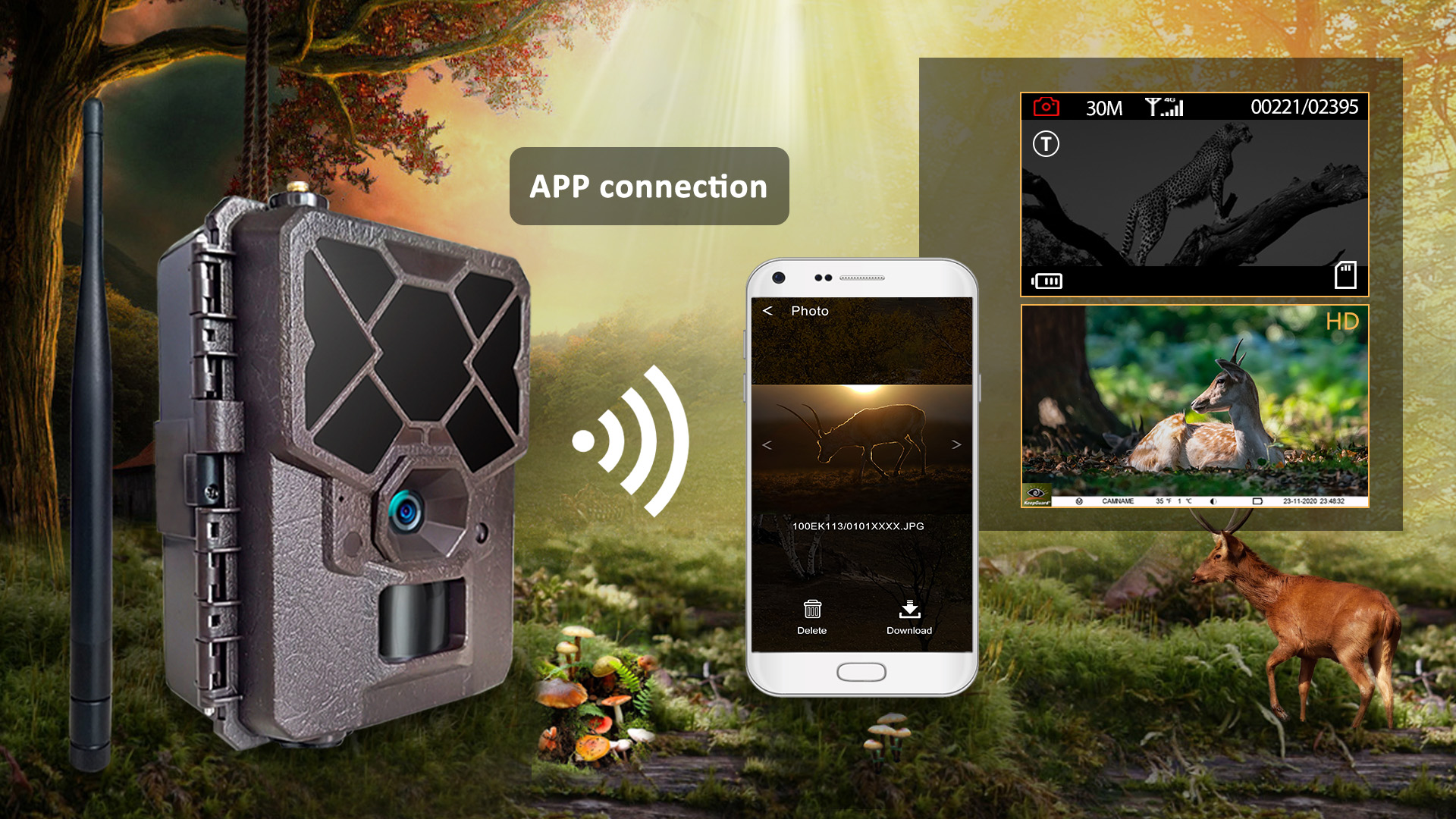 Cellular trail camera 30MP 1080P KW885 Detection 0.3 second trigger speed KEEPGUARD