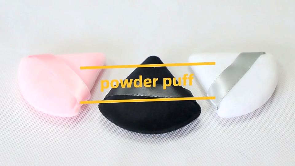 Soft Tick Triangle Powder Puff Private Label Pure Cotton Makeup Sponge Puff Face Loose Mineral Puff Cosmetic
