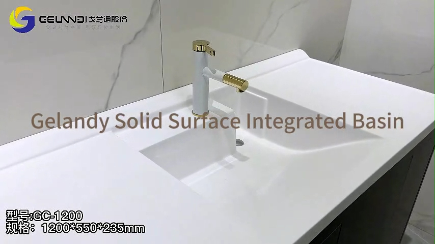 Best High Quality Solid Surface Integrated Basin for Apartments and Hotels Supplier