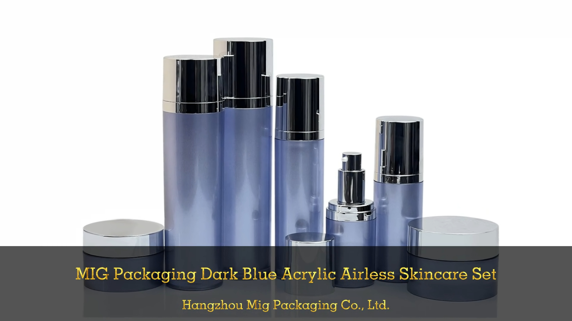 MIG Packaging Light Blue Color Acrylic Cosmetic Serum Bottle and Jar Set