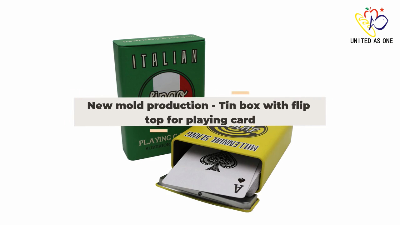 New mold production - Tin box with flip top for playing card