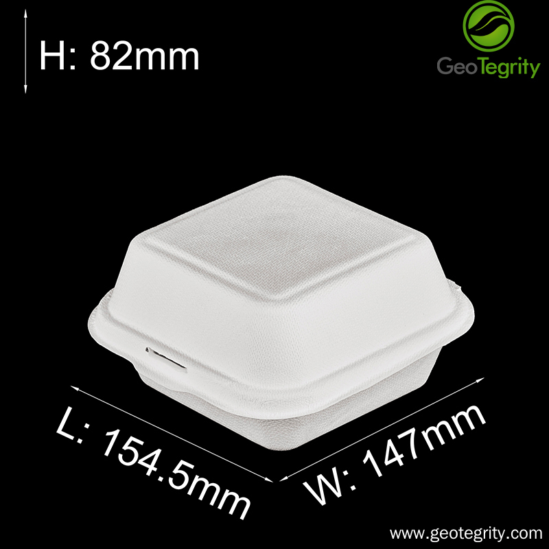 Bagasse Burger Box 6" x 6" Biodegradable Disposable Sugarcane Pulp ...