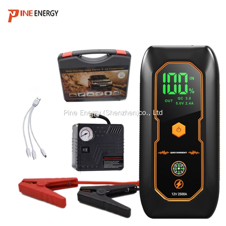High Power 16000mAh Lithium Battery Jump Starter with Air Compressor Multi-Function Automobile Emergency Jump Start Powe company