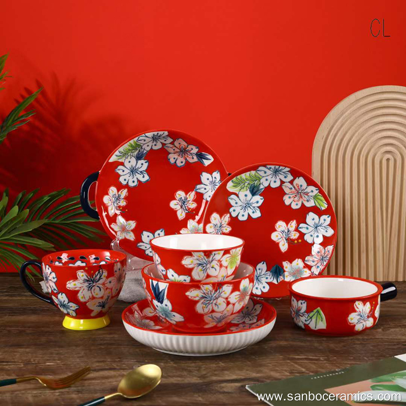 Best Underglaze color dinner plate ceramic set Factory Price SANBO