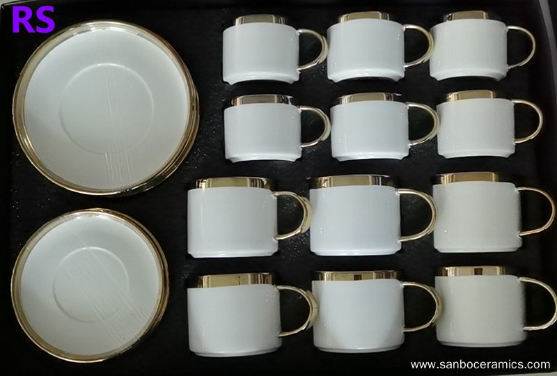 Luxury gold painted coffee cup and plate set tea set exquisite